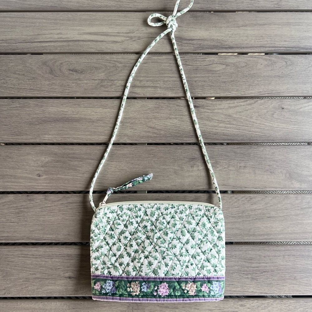Rare Vintage VERA BRADLEY Green Lilac Time 1997 Elite Petite Shoulder Bag - Picture 8 of 11